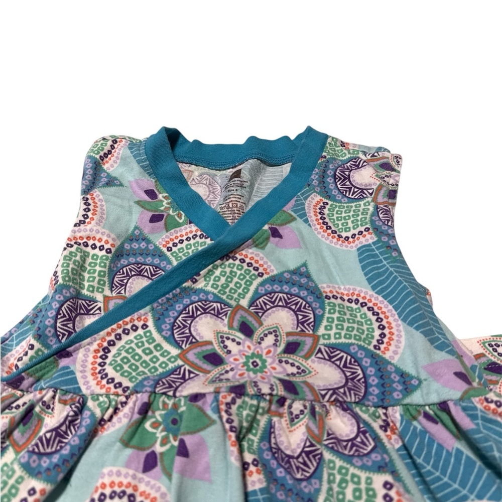 Tea Collection Girls Blue Geometric Floral V-Neck Play Dress Size 8